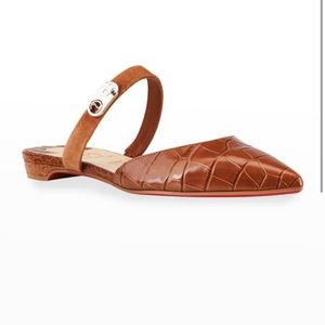 Christian Louboutin Choc Lock Leather Mule Flats